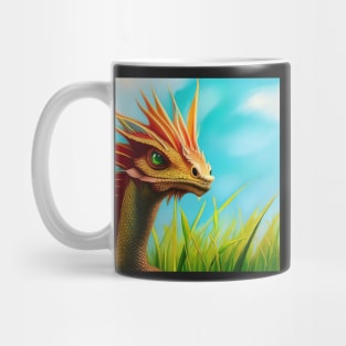 Baby Gold Dragon with Red Fins in the Tall Grass Mug